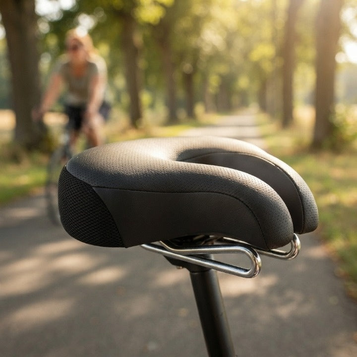 Fahrradsattel ohne Nase Ergonomisch 20x18 cm – Schaumpolsterung mit Federdämpfung für Mountainbike City Trekking 440g – Zorenza