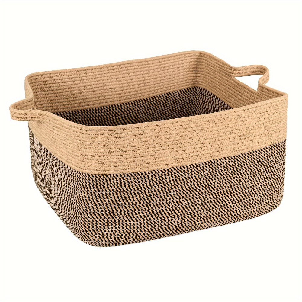 Textil-Aufbewahrungskorb 45L – Rechteckiger Decken- & Wäsche-Organizer | Baumwollseil | Verstärkte Griffe