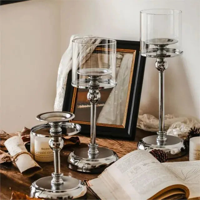 Nordic metal candle holder with simple shape for subtle table decoration and atmospheric accent lighting in the living room