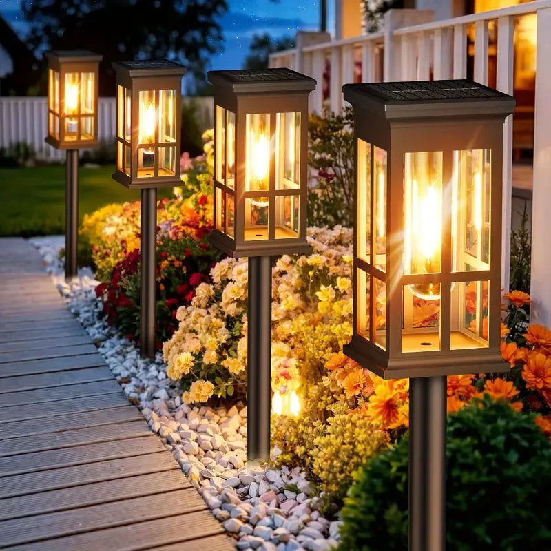 Solar-Wegeleuchten 2er-Set – LED Glühfaden-Optik Laterne | Dämmerungsschaltung