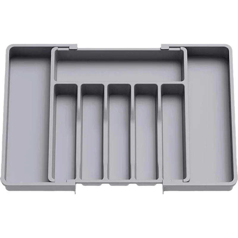 Besteckschubladeneinsatz Kunststoff verstellbar 33-57 cm – BPA-frei mit 8 Fächern für Küchenschubladen und Ordnungssystem – Zorenza