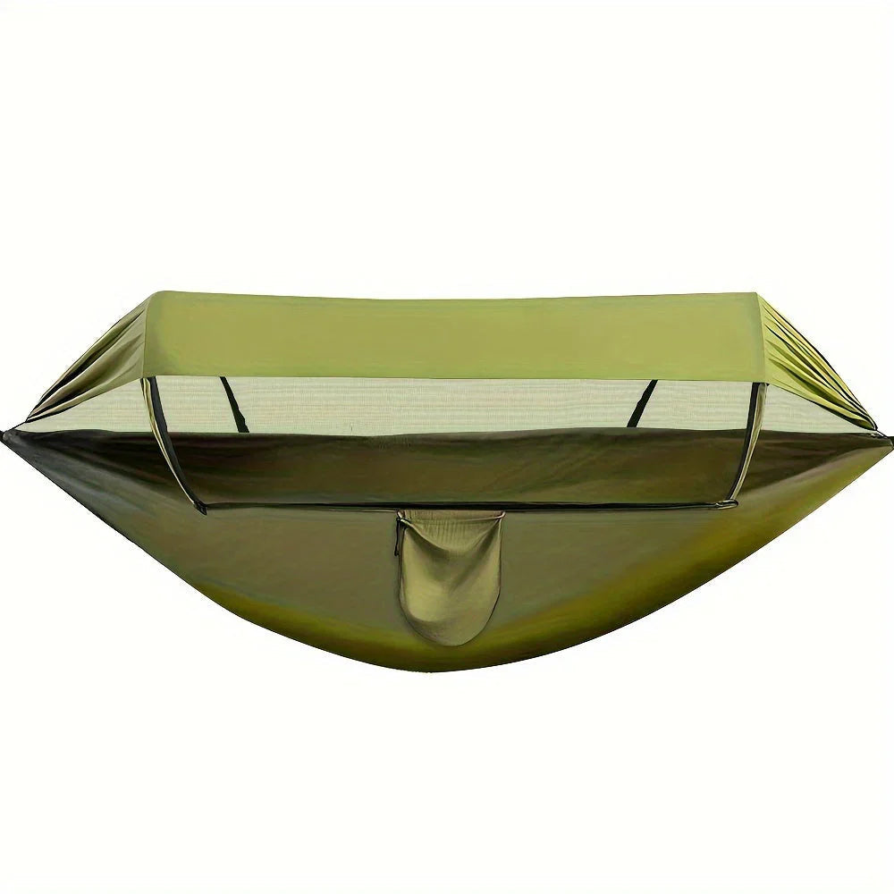 Outdoor-Hängematte Nylon 260x140cm mit Moskitonetz und Sonnenschutz – Wetterfest, leicht, kompakt für Camping, Garten und Reisen – Zorenza