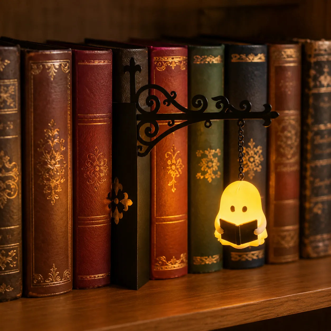 Bücherregal-Laterne Metall/Harz – Warmweißes LED-Licht, werkzeuglos, Vintage-Stil für Lesezimmer – Zorenza