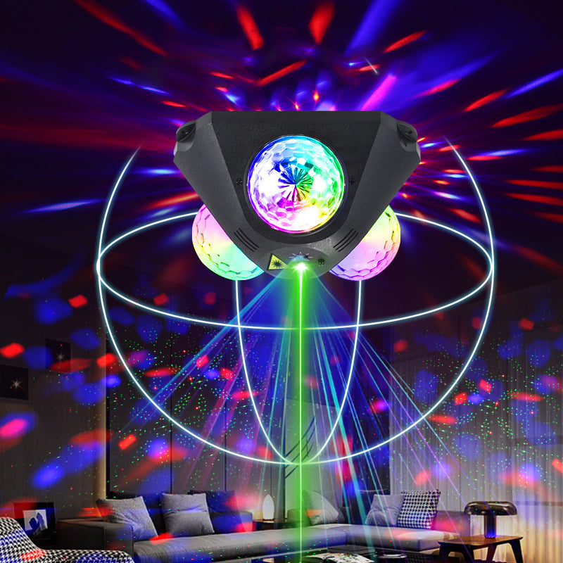 Disco-Projektor RGB-Laser 720° Lichteffekte – Musiksynchron mit Stroboskop, 3 Diskokugeln für Partys und Wohnzimmer – Zorenza