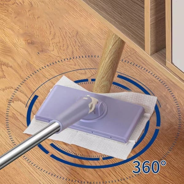 Rotatable flat mop with touch-free pad system | 360° swivel head
