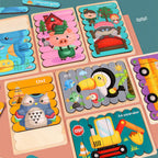 Holz Steckpuzzle-Set für Kinder – Doppelseitig & Bildungsfördernd -    Zorenza