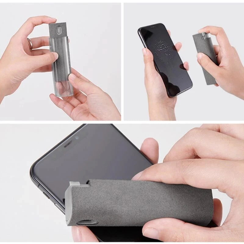 Bildschirmreiniger 3-in-1 mit Mikrofasertuch und Sprühflasche -    Zorenza