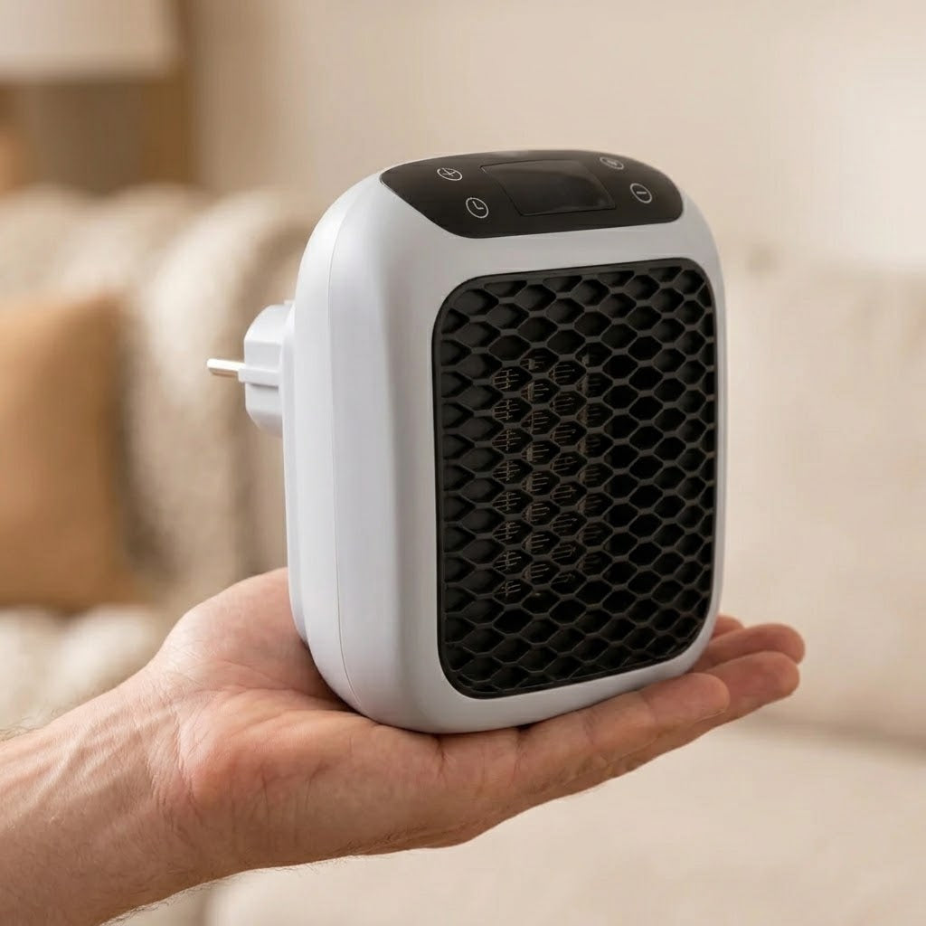 Steckdosen-Heizlüfter 400 W mit Thermostat 15–32 °C und Display -    Zorenza