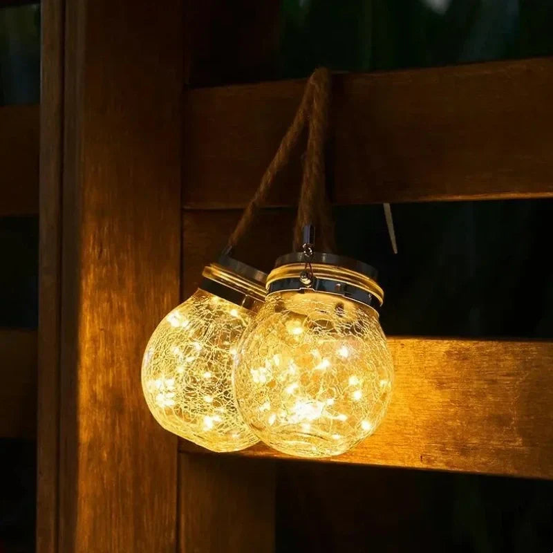 Solar-Gartenlaterne mit Crackle-Glas – Dämmerungssensor -    Zorenza