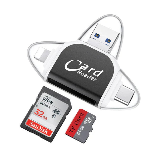 Kartenleser 4-in-1 Universal USB Lightning Micro-USB Type-C -    Zorenza