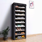 Schuhschrank mit Stoffbezug und Stahlgestell – 6 oder 8 Ebenen Zorenza
