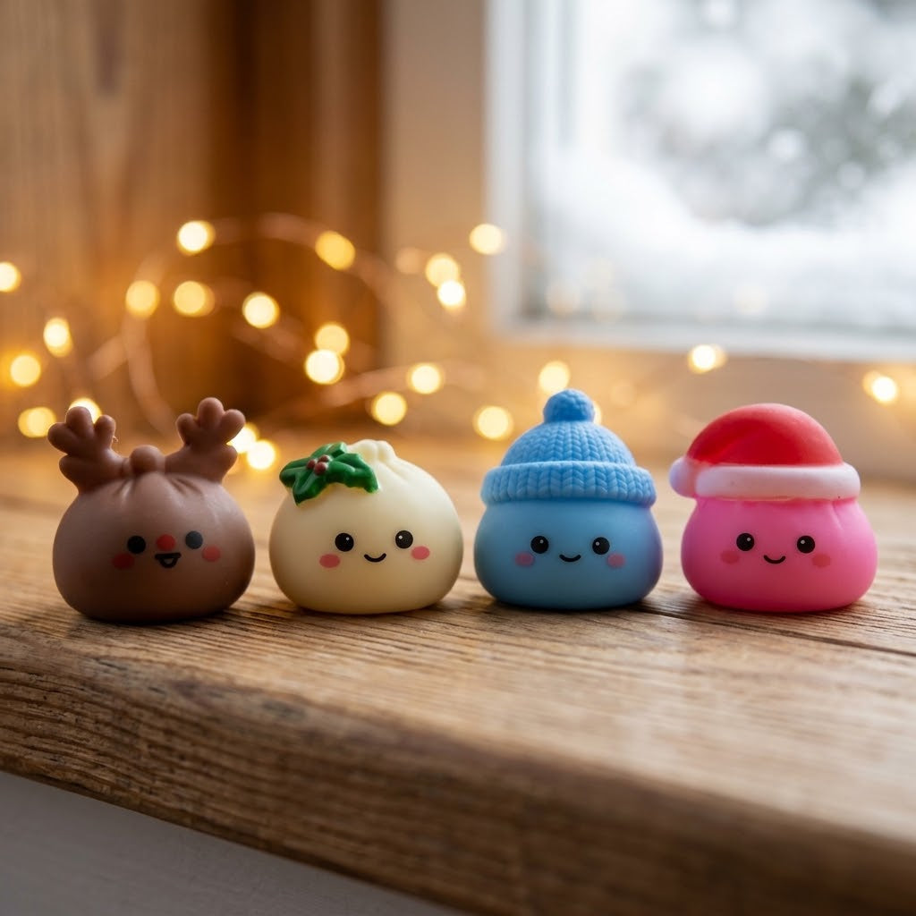 Squishy-Adventskalender mit 24 Figuren – Dumplings & Würfel im Weihnachtslook -    Zorenza