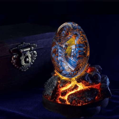 Drachenei Kristall mit detailgetreuer Drachenfigur im Inneren -    Zorenza