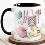 Keramiktasse mit Häkel-Motiven -    Zorenza
