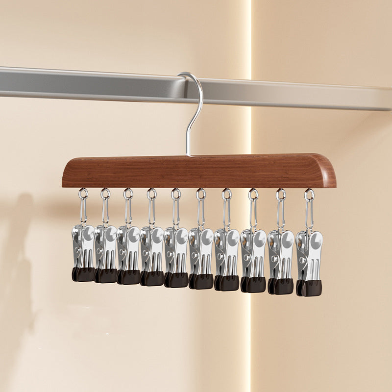 Kleiderbügel Holz drehbar mit Clips für Kleiderschrank-Organisation -    Zorenza