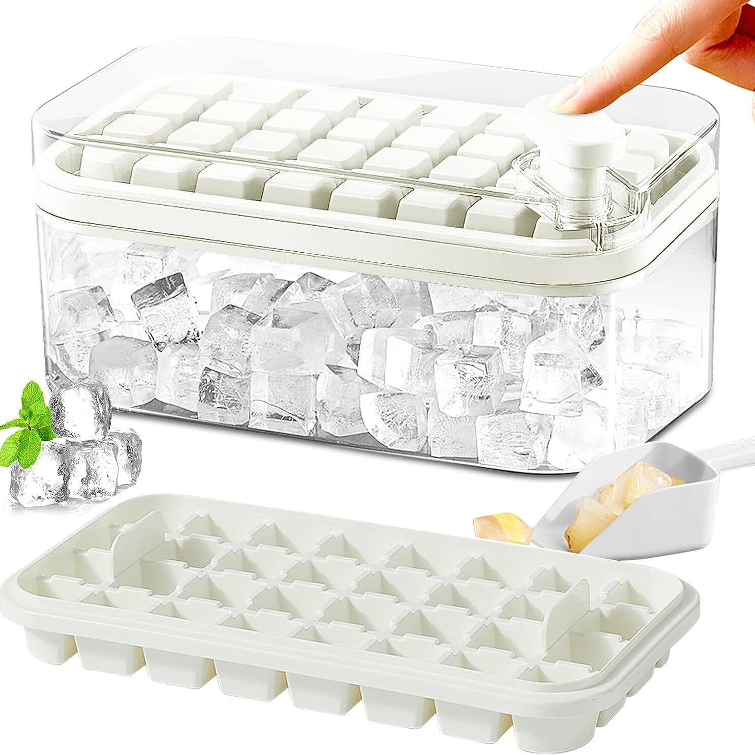 Eiswürfelform Set mit Aufbewahrungsbehälter und Deckel -    Zorenza
