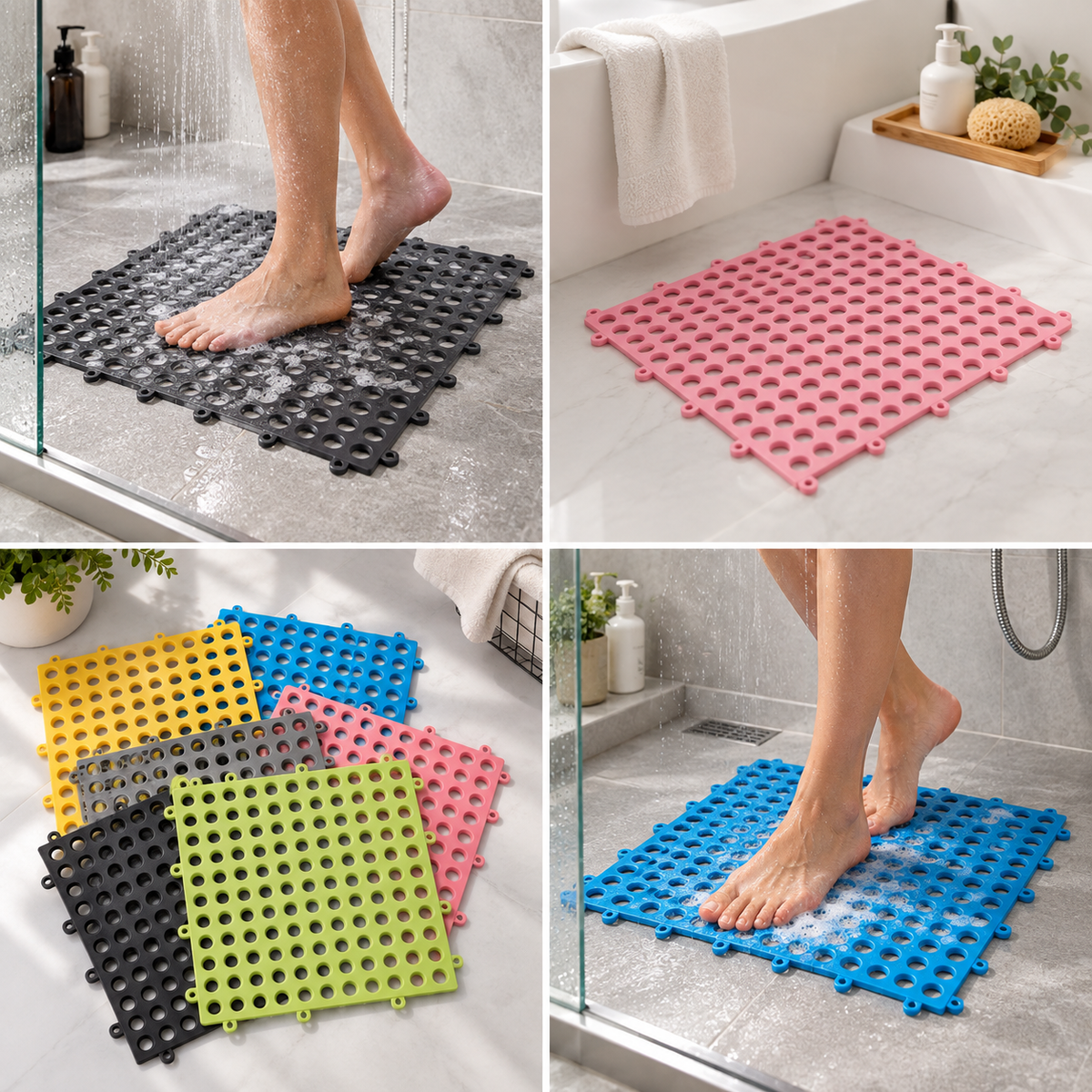 Duschmatte Antirutsch mit Saugnäpfen und Ablauflöchern -    Zorenza