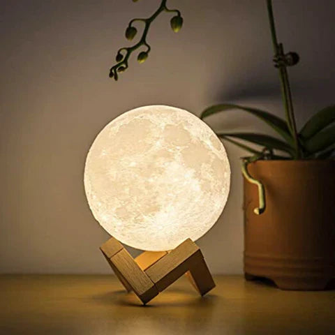 Mondlampe mit Touch-Steuerung und Holzständer -    Zorenza