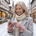 Damen Winterhandschuhe in Wildleder-Optik mit Plüschbündchen und Touchscreen-Fingerkuppe -    Zorenza