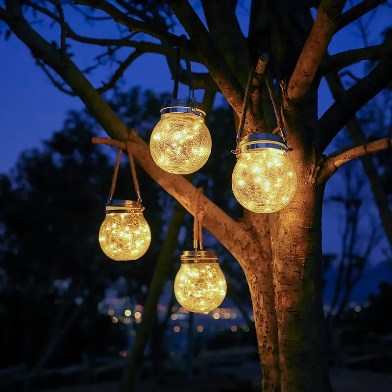 Solar-Gartenlaterne mit Crackle-Glas – Dämmerungssensor -    Zorenza