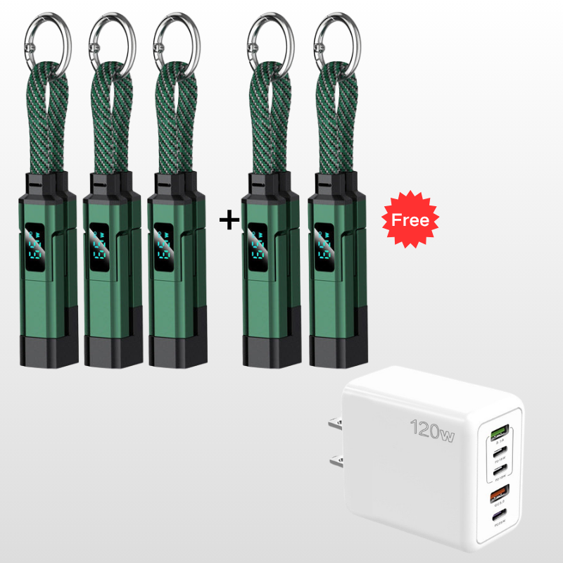 Ladekabel 4-in-1 mit Digital-Display und Schlüsselanhänger -    Zorenza