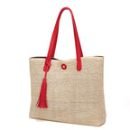 Strandtasche mit Lederhenkel und Quaste -    Zorenza