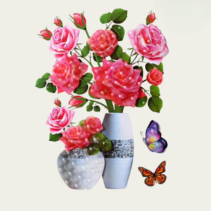 Blumen-Wandsticker mit Schmetterlingen – Selbstklebende Raumdekoration Zorenza