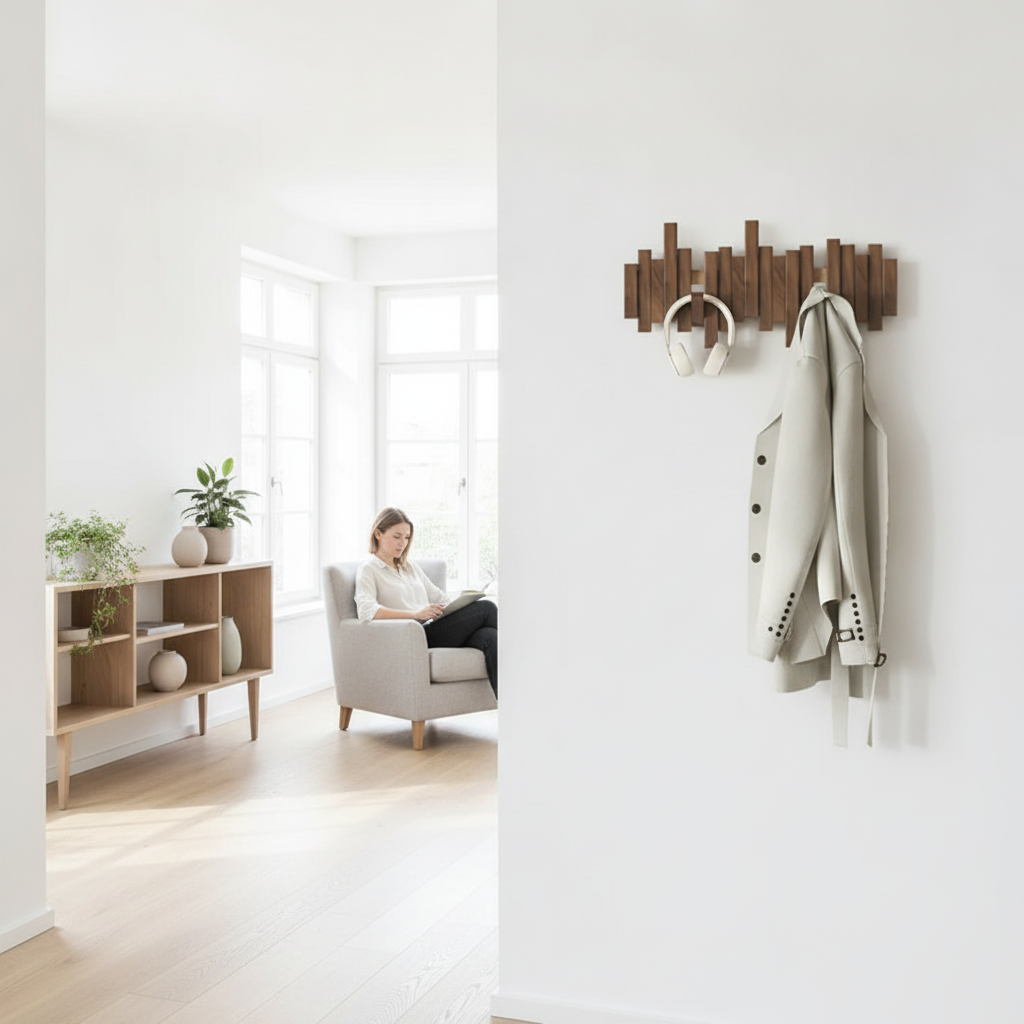 4 Eigenschaften, die diese Wandgarderobe aus Massivholz alltagstauglich machen