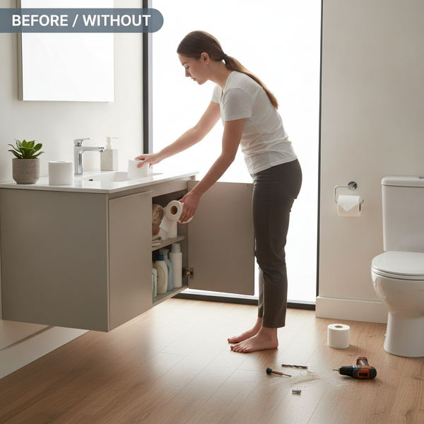 Wandhalter für 3 Toilettenpapierrollen – Ohne Bohren — technical_before_after.without_card_image