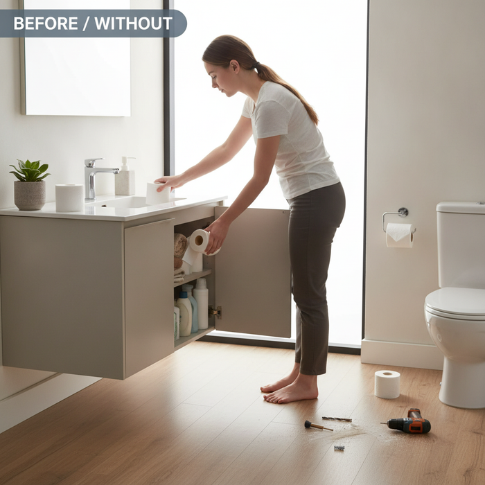 Wandhalter für 3 Toilettenpapierrollen – Ohne Bohren — technical_before_after.without_card_image