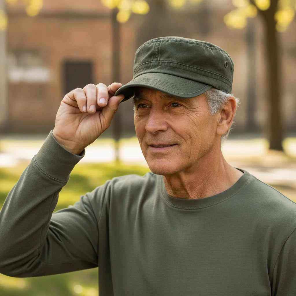 Postura clara, estilo militar atemporal