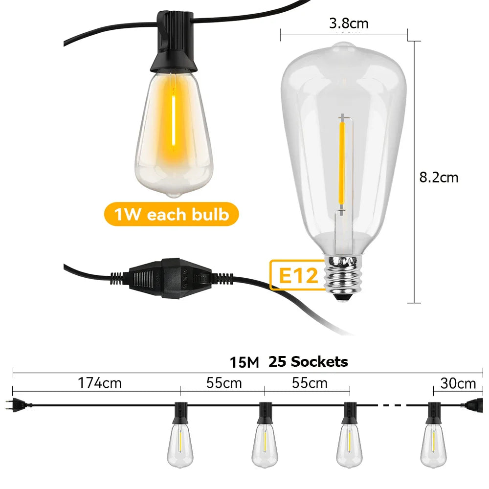 LED Lichterkette wetterfest für Garten und Terrasse -    Zorenza