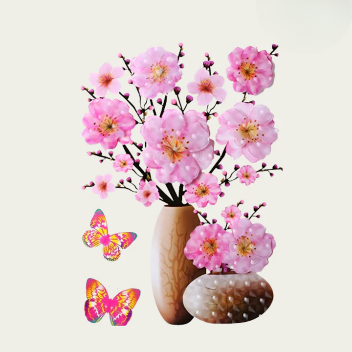 Blumen-Wandsticker mit Schmetterlingen – Selbstklebende Raumdekoration Zorenza