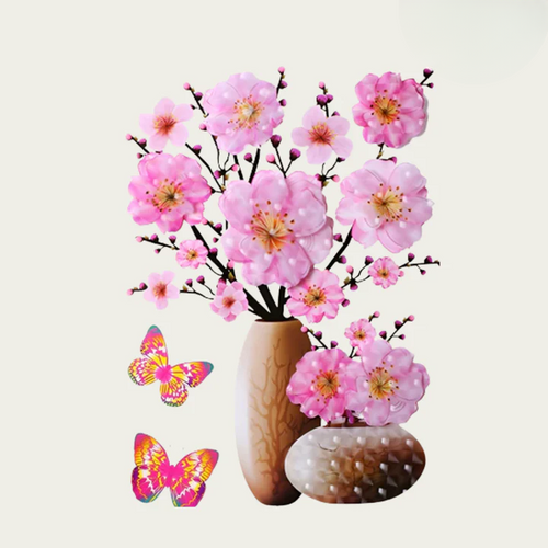 Blumen-Wandsticker mit Schmetterlingen – Selbstklebende Raumdekoration Zorenza