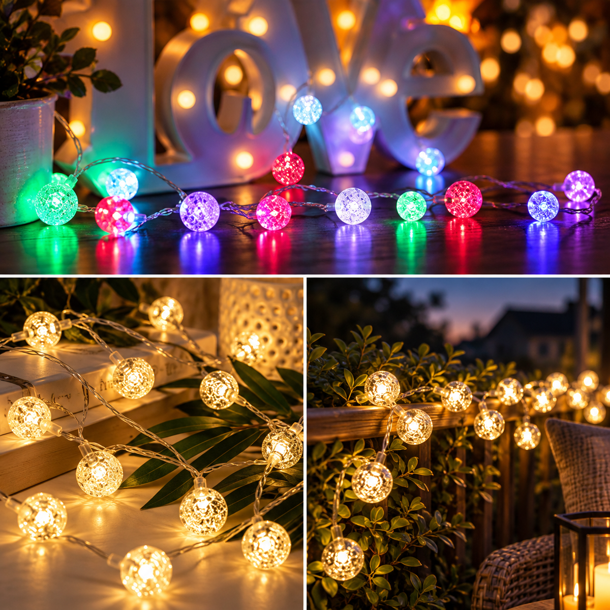 LED Lichterkette Kristallkugeln Warmweiß -    Zorenza