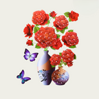 Blumen-Wandsticker mit Schmetterlingen – Selbstklebende Raumdekoration Zorenza
