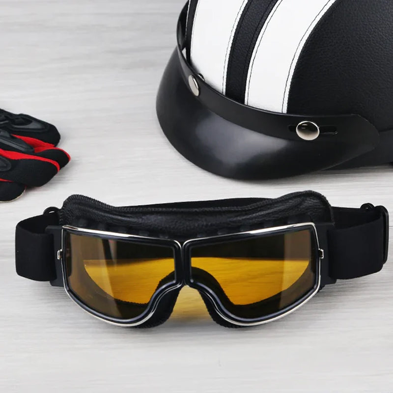 Motorradbrille Vintage mit einstellbarem Band -    Zorenza