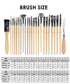 Pinselset 24-teilig mit Rollmappe – 7 Pinselformen und Malmesser -    Zorenza