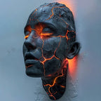 Wandleuchte Gesichts-Skulptur mit beleuchteten Rissen -    Zorenza
