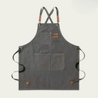 Canvas-Arbeitsschürze mit Kreuzträgern und mehreren Taschen Zorenza