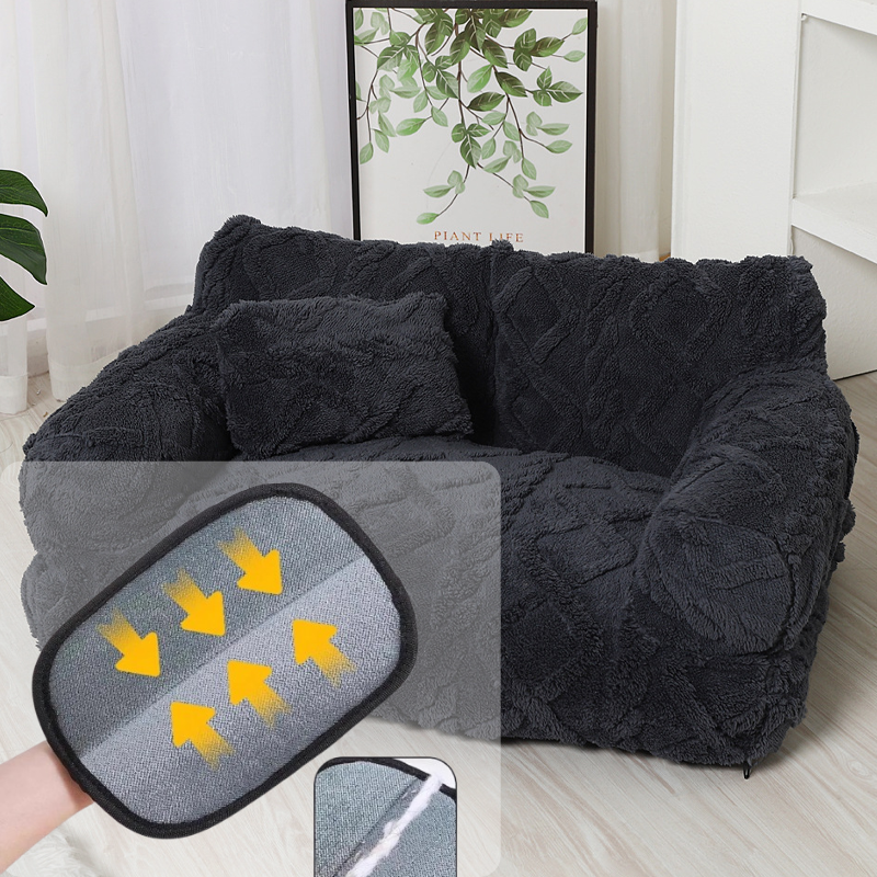 Plüsch-Haustiersofa mit erhöhtem Rand und Kissen – 4 Farben Zorenza