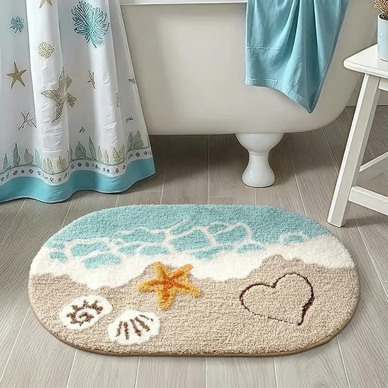 Badematte mit Strand-Motiv – schnell trocknend -    Zorenza