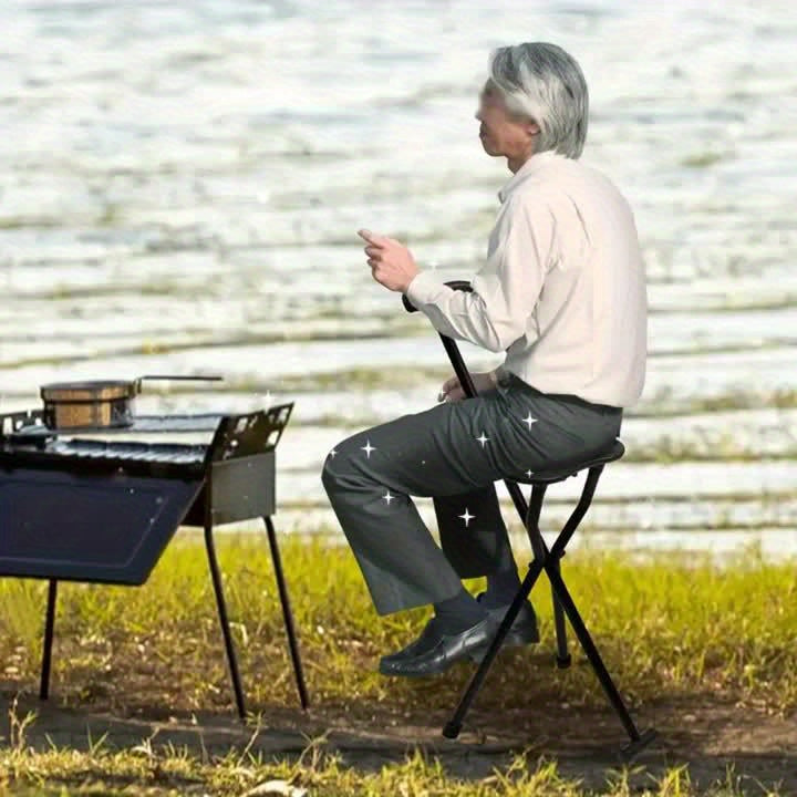 Gehstock mit Sitzfunktion – 2-in-1 faltbar aus Edelstahl -    Zorenza