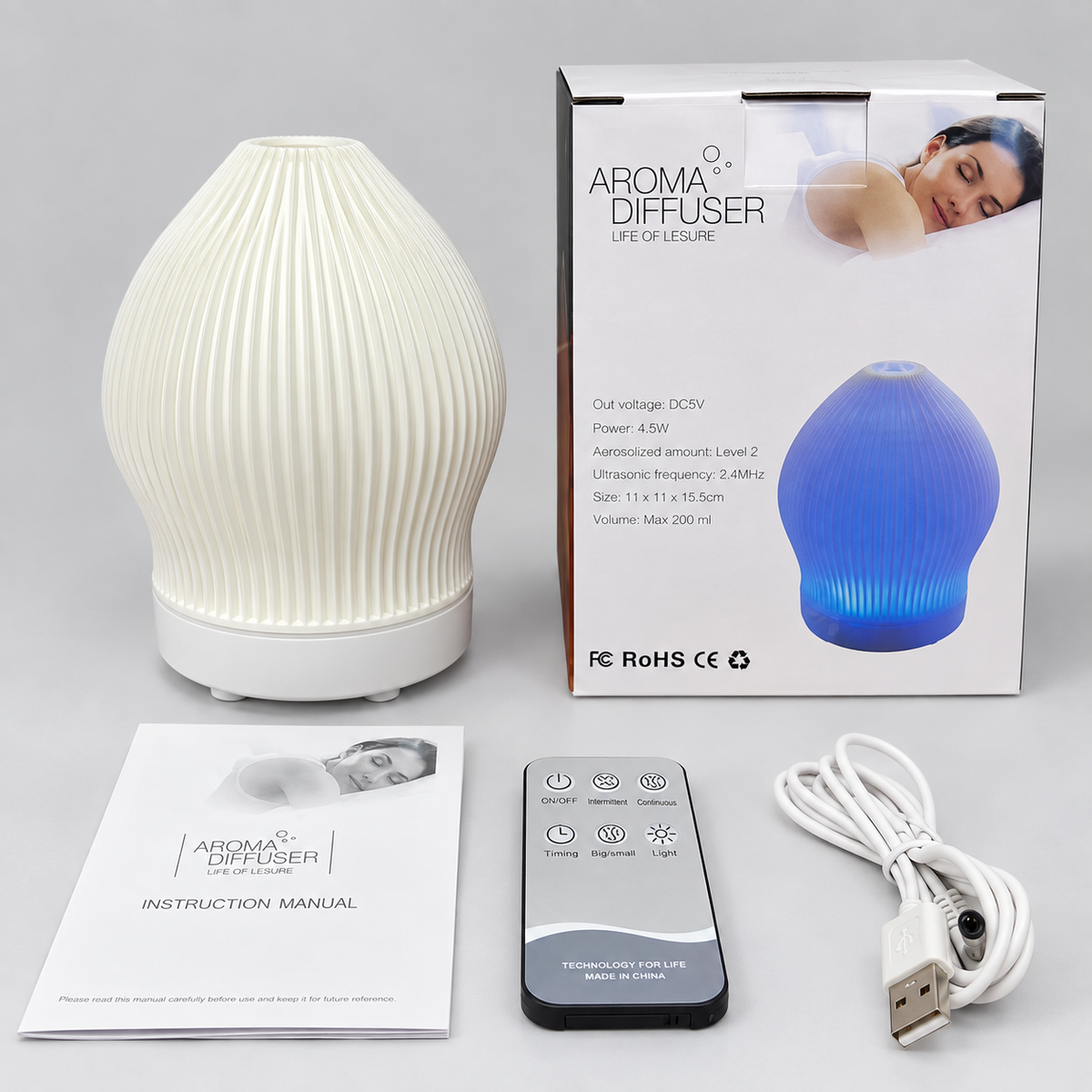 Aroma-Diffusor Glas Rosenquarz-Optik mit Nano-Nebel und Lichtstimmung -    Zorenza
