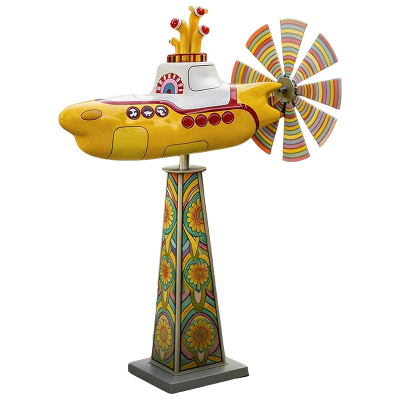 Windspiel U-Boot mit bunter Windmühle -    Zorenza