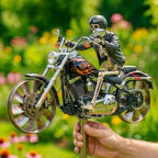 Motorrad-Windrad mit Skelett-Fahrer für Garten -    Zorenza