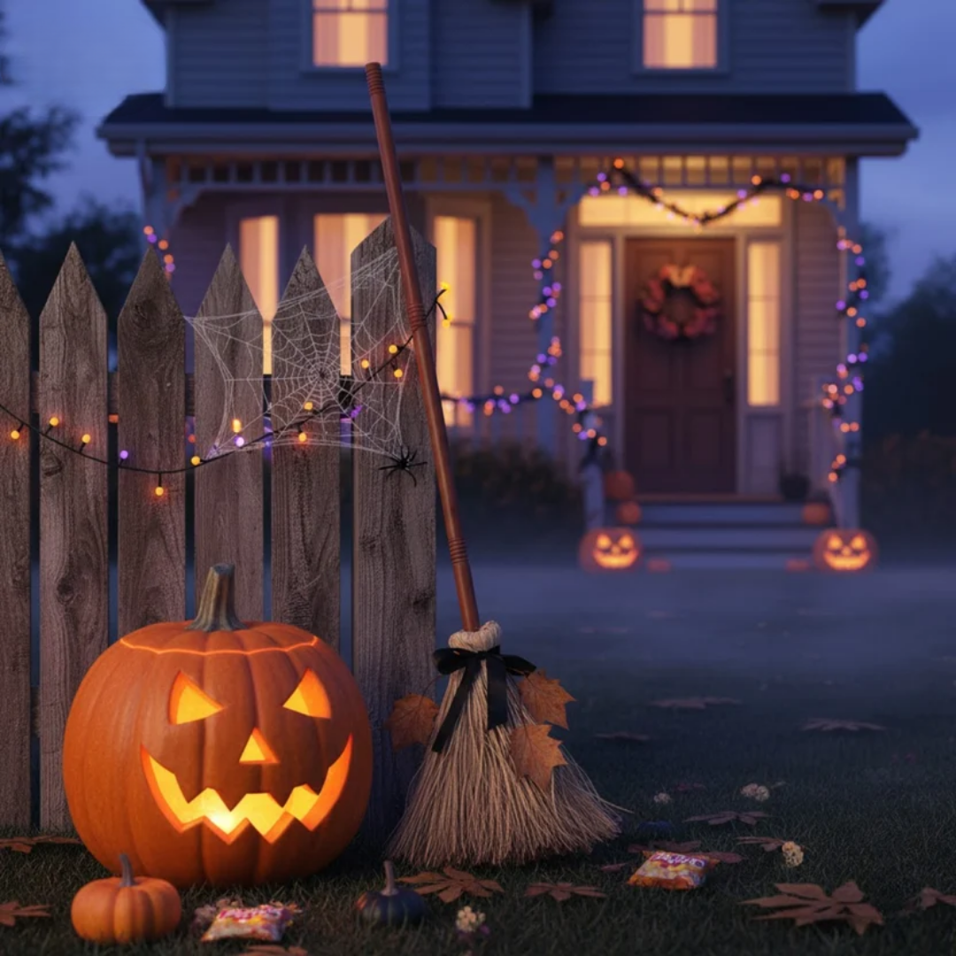 Herbstkranz-Besen Deko mit Reisig-Optik für Halloween -    Zorenza