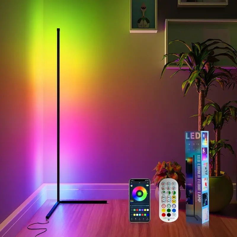 RGBIC Eck-Stehlampe 142 cm mit App- & Fernbedienung – 16 Mio. Farben -    Zorenza