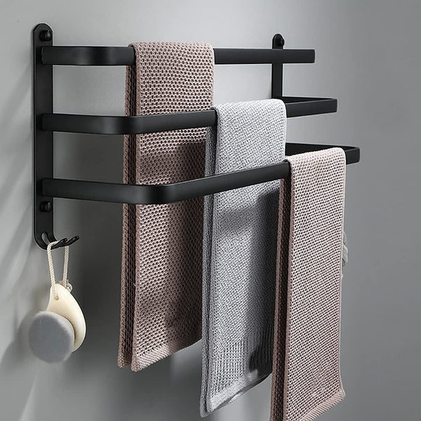 Aluminium Handtuchhalter mit Haken – ohne Bohren montierbar -    Zorenza