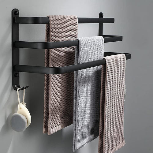 Aluminium Handtuchhalter mit Haken – ohne Bohren montierbar -    Zorenza